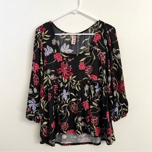 Anthropologie x Dolan Garden Floral Long Sleeve Peplum Top Medium - Picture 1 of 6